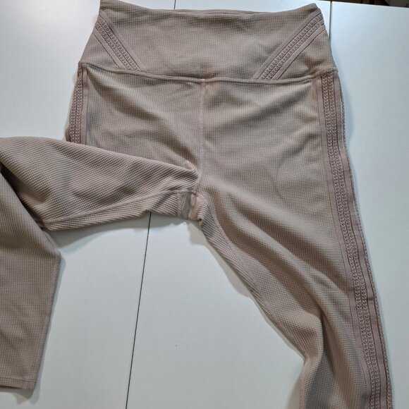 FP Movement by Free People Leggings Womens L Beige Lace Waffle Knit Yoga Pilates - Picture 11 of 16